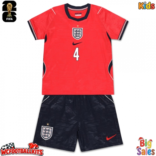 England Declan Rice #4 Replica Away Stadium Kit for Kids World Cup 2026 Short Sleeve (+ pants)